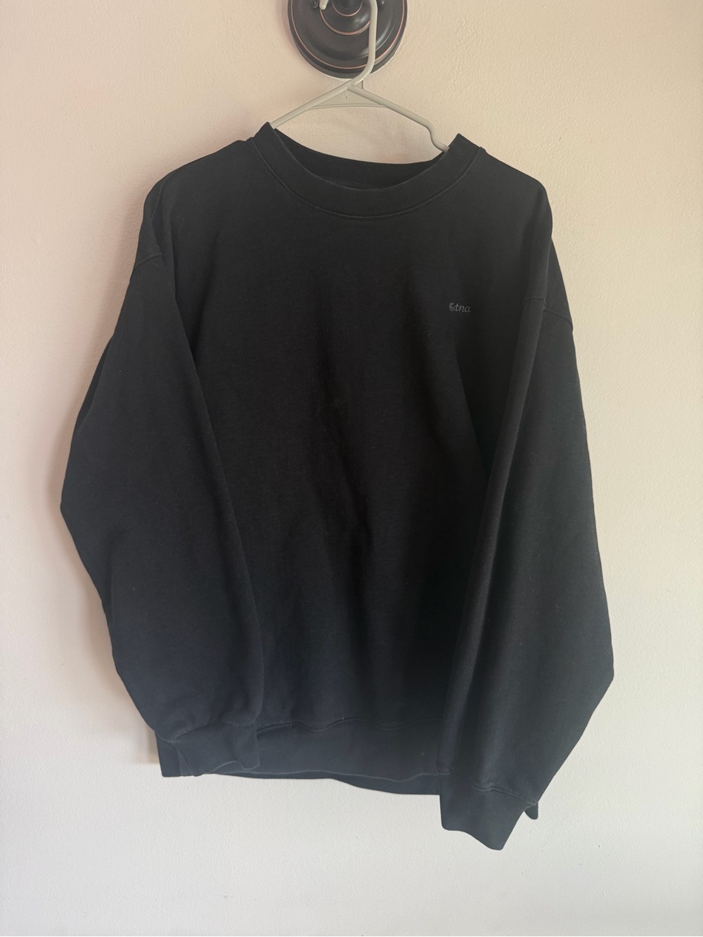 TNA EXTRAAF Fleece Cozy Crewneck Sweatshirt Black Size 2